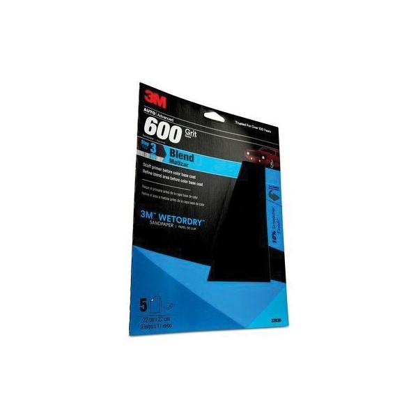 3M Wetordry Sandpaper, 32036, 600 Grit, 9 inch x 11 inch, 5PK PK5 7010328059 - main